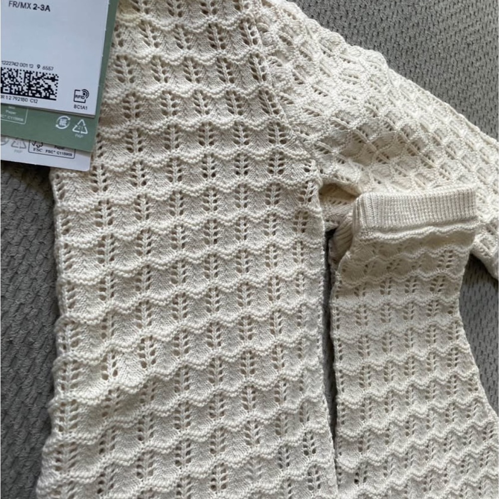 H&M Cream Openwork Crewneck Sweater